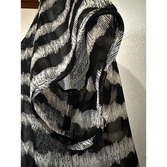 Samlin Ladies Womens Shirt Top Blouse Large Black Striped Summer See through - Picture 3 of 9